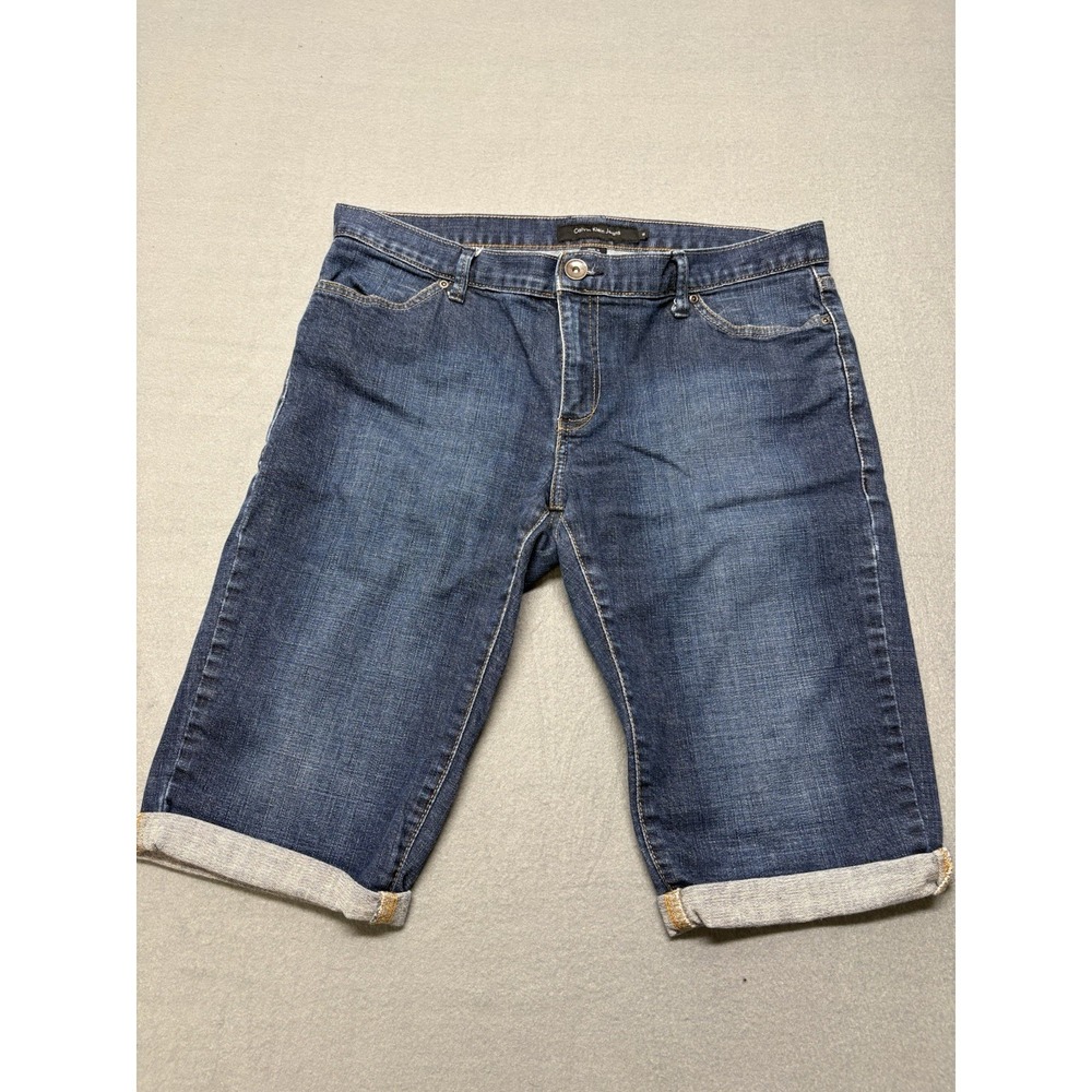 Calvin Klein Jeans Womens City Short Dark Wash Denim Bermuda Shorts Size 14